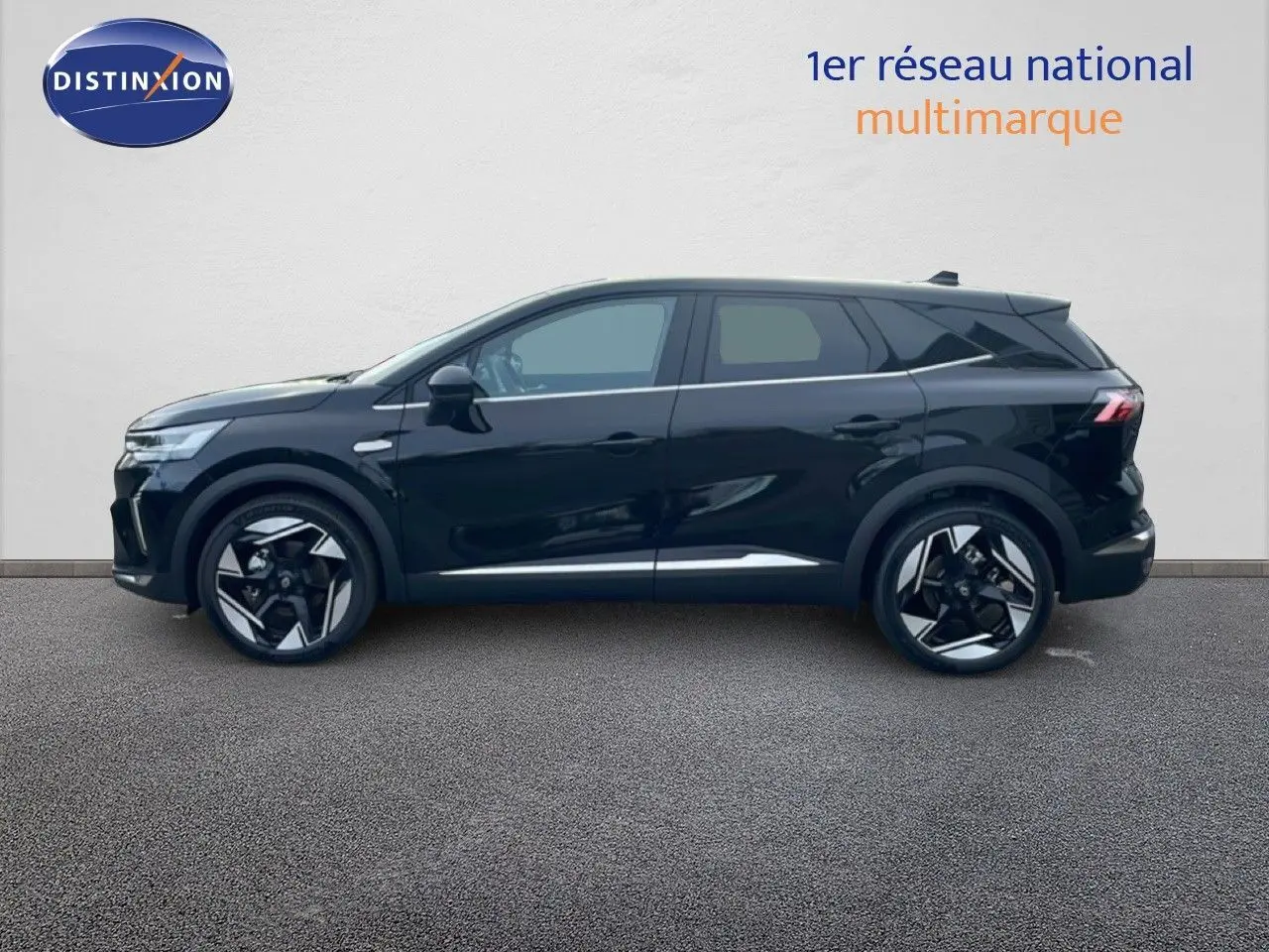 Renault SYMBIOZ 2025 noir étoile métal en profil gauche, mettant en valeur ses jantes bi-ton et lignes modernes.
