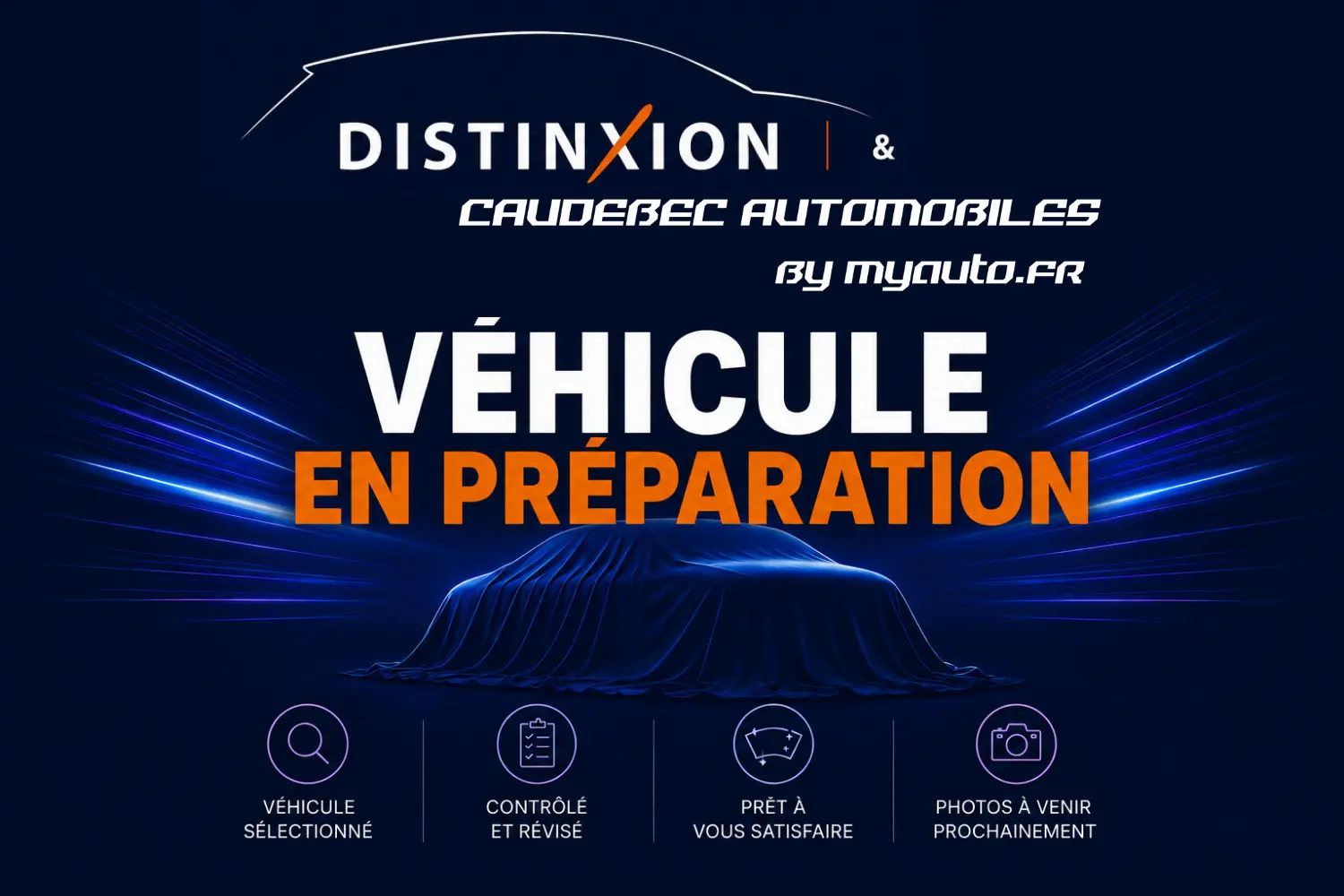 Image d'un véhicule Renault Symbioz gris sous une housse, en attente de préparation, sans vue du véhicule visible.