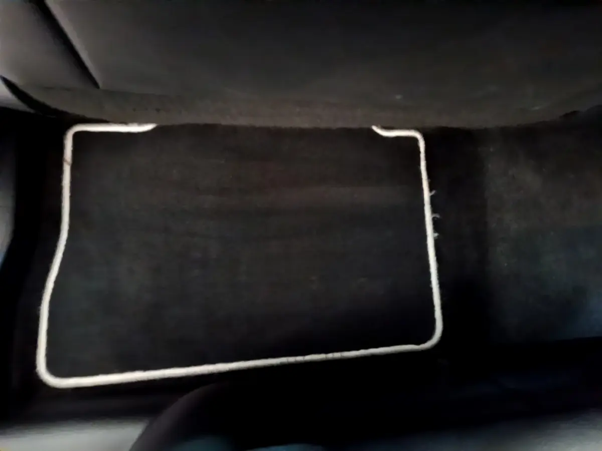 Tapis de sol noir avec bordure claire au sol côté passager arrière du Toyota RAV4 gris clair 2019.