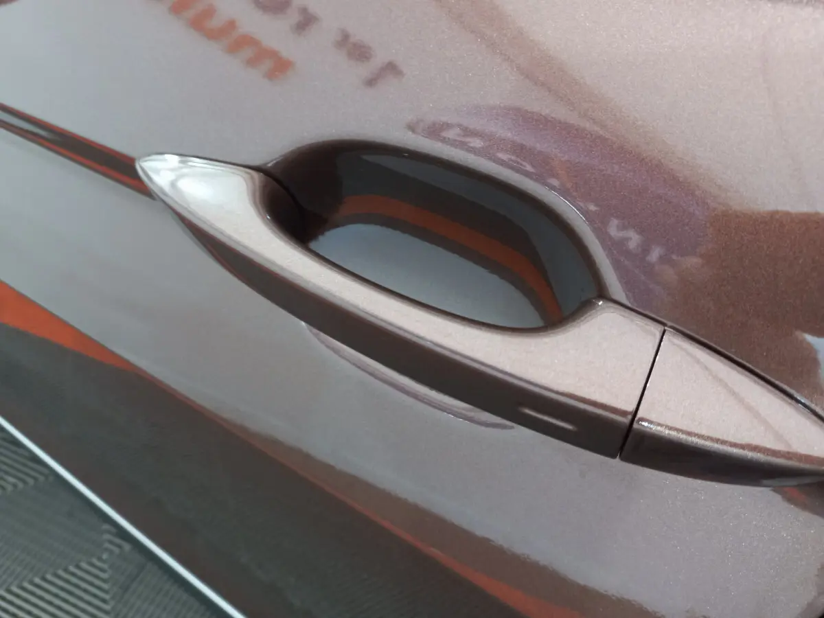 Poignée de porte marron du côté gauche du Volkswagen Tiguan Allspace 2018 avec finition Carat.