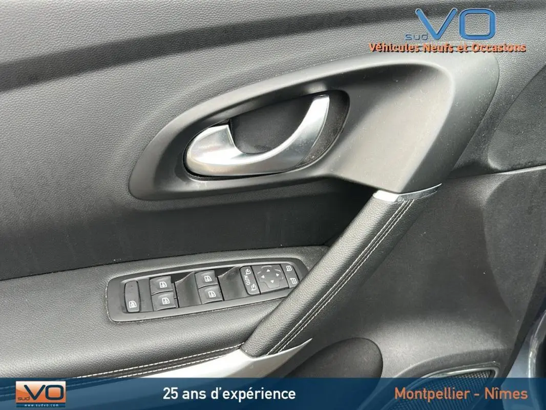 Poignée intérieure côté conducteur de Renault Kadjar gris 2019 avec commandes électriques des vitres et rétroviseurs.