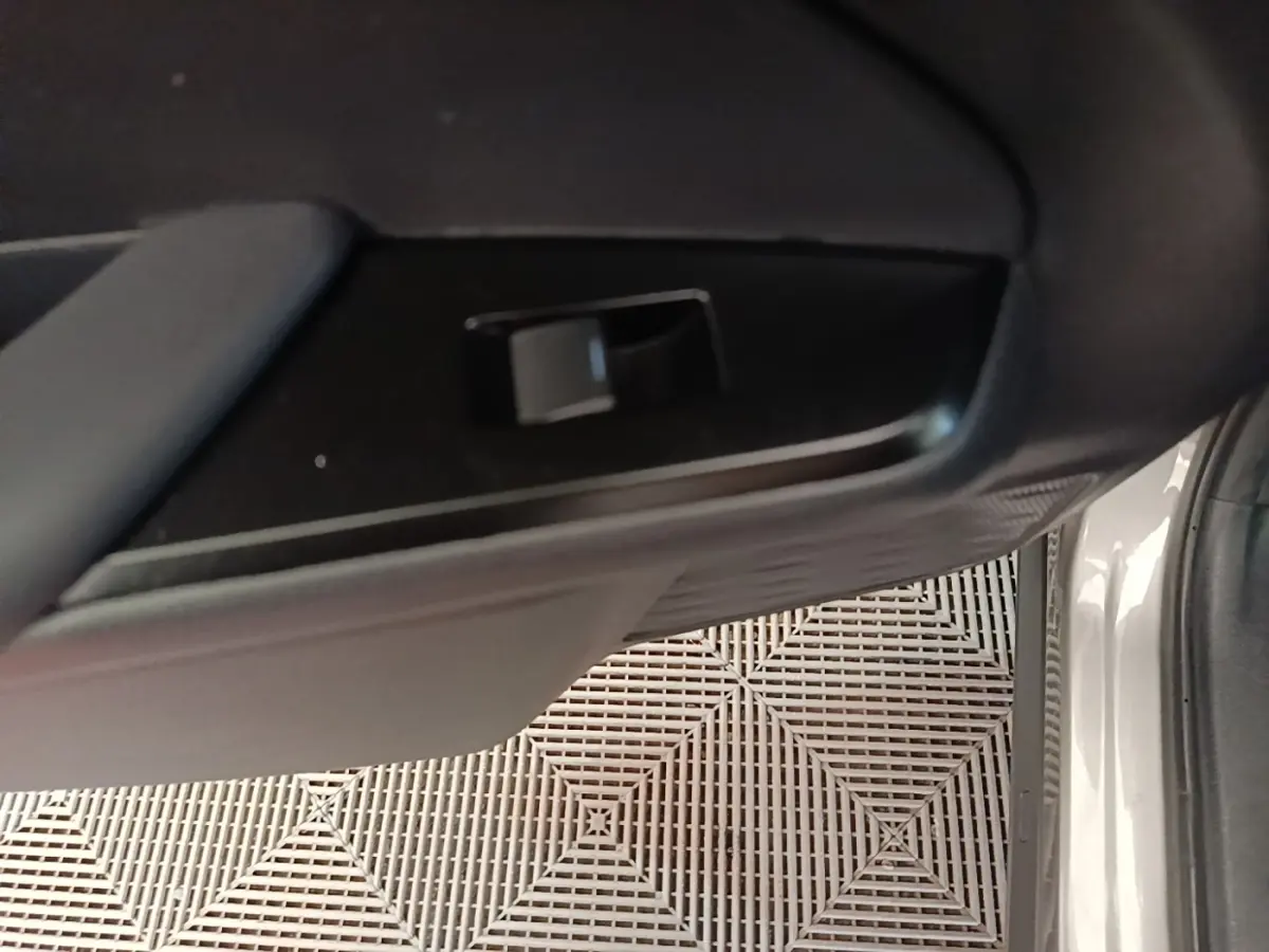 Détail intérieur montrant la poignée de porte côté droit du Lexus UX 250H gris clair, avec partie de la carrosserie visible.