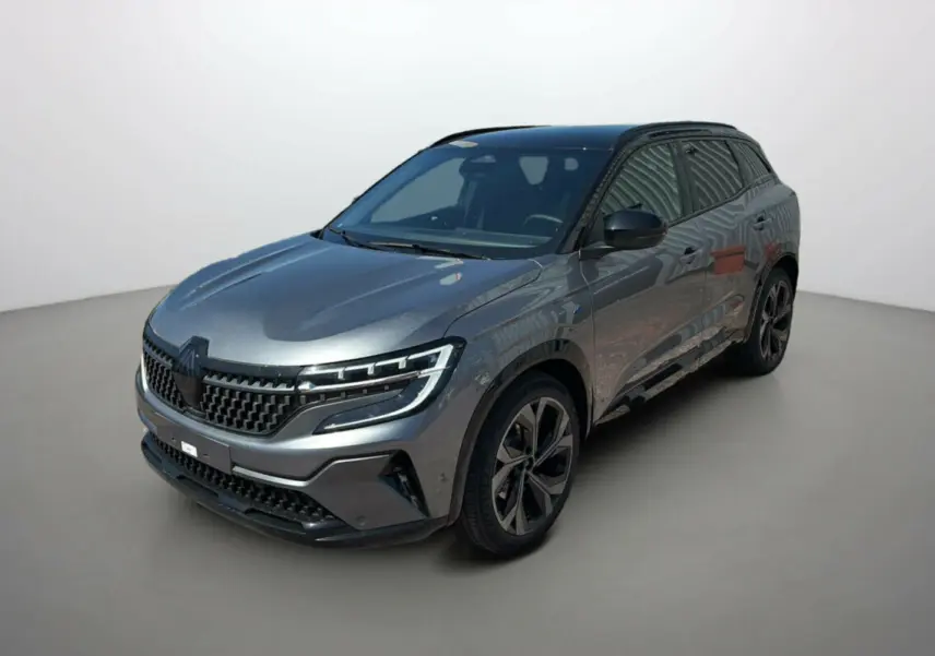 Renault Austral E-Tech 200 Esprit Alpine gris schiste avec toit noir, vue 3/4 avant droit, jantes alu 20 pouces.