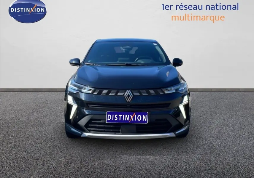 Vue avant d'une Renault Symbioz noire étoile métal 2025 avec calandre moderne et feux LED distinctifs.