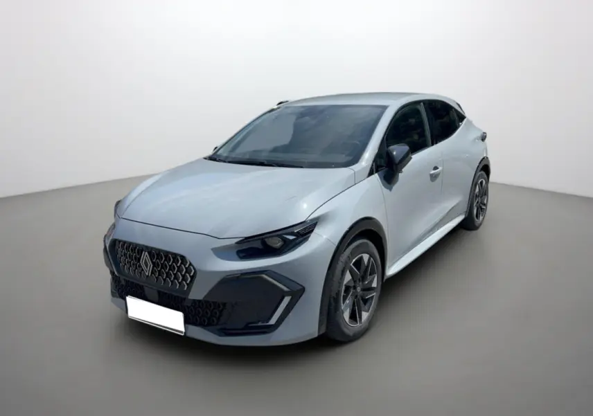 Renault Clio 6 TCE 115 EDC Techno Plus gris rafale, vue 3/4 avant droit, jantes alu et calandre distinctive.