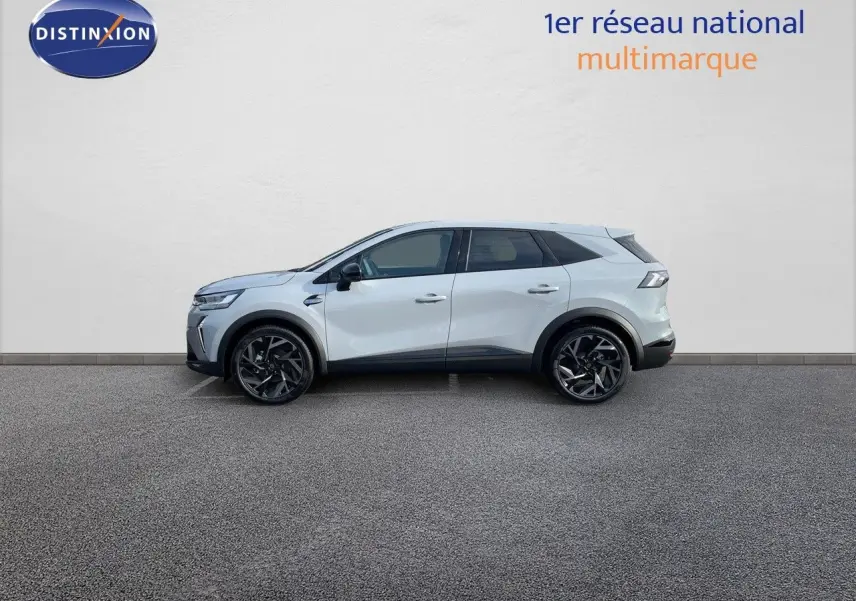 Profil droit du Renault Symbioz gris rafale 2024 avec jantes noires et lignes modernes épurées.