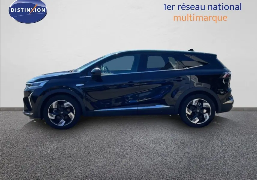 Profil droit d'un Renault Symbioz 2025 noir étoile métal, mettant en valeur ses lignes fluides et ses jantes bicolores.