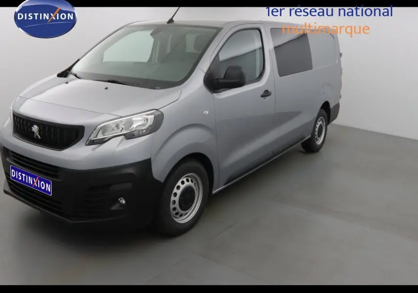 Peugeot Expert Cabine Approfondie gris Artense métal vu en 3/4 avant droit avec calandre noire et jantes acier simples.