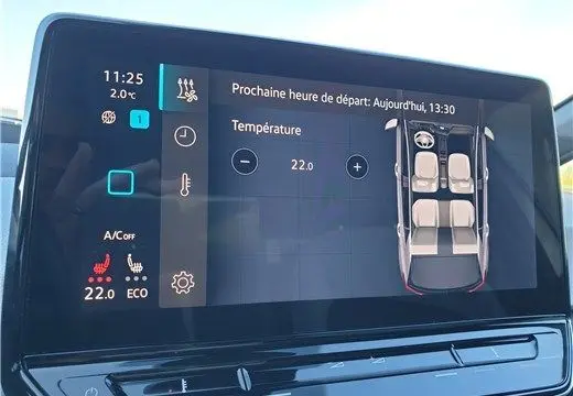 Écran tactile intérieur du Volkswagen ID.3 204 ch 1st Max montrant le réglage de la température à 22°C.