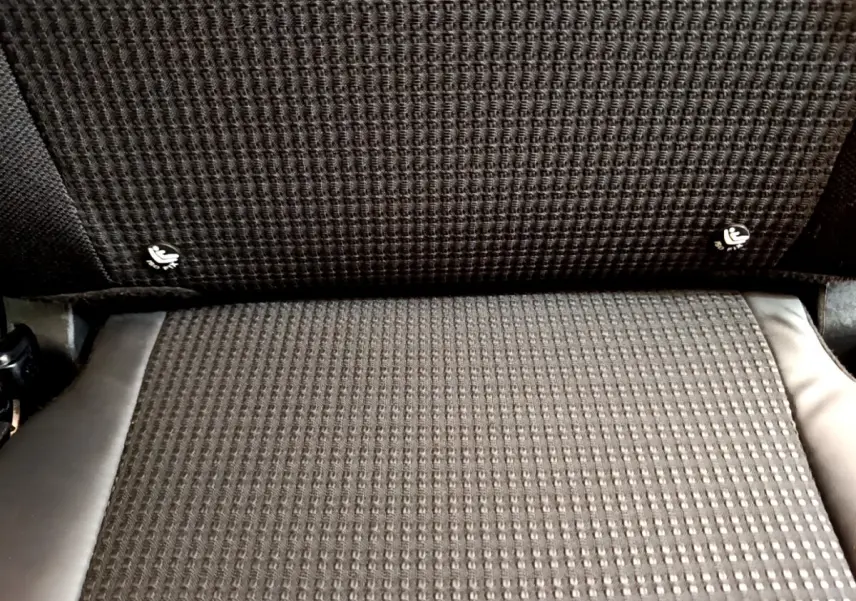 Détail du tissu et cuir gris foncé du siège individuel de la 3ème rangée du Citroën Grand C4 Spacetourer Shine.