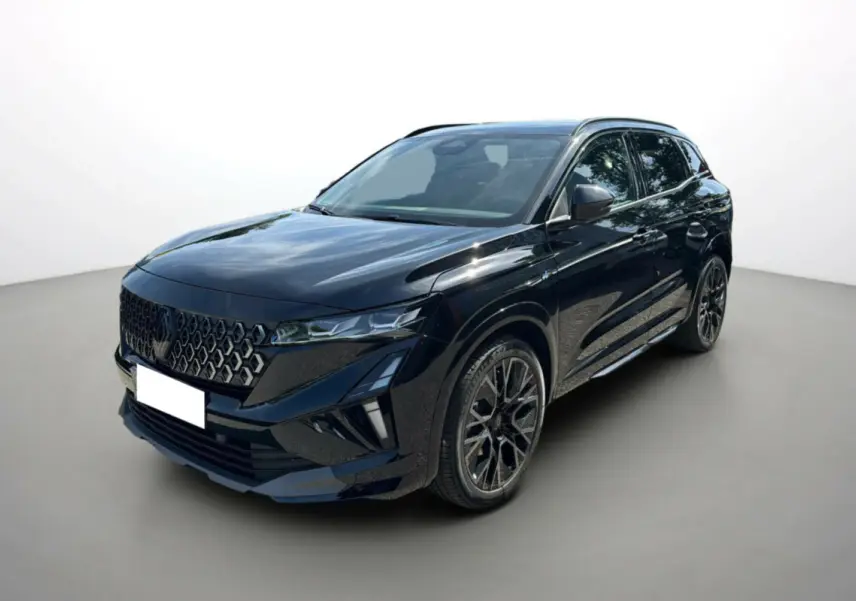 Renault Austral New 200 Esprit Alpine noir étoilé en 3/4 avant droit, avec jantes alu 20 pouces et toit panoramique.