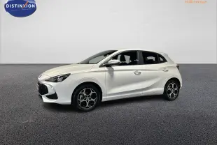 Vue de profil droit d'une MG3 blanche 2025 avec jantes alliage et lignes sculptées sur la porte.