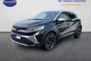 Renault Captur E-Tech hybride noir étoile avec toit gris, vu en 3/4 avant droit sur fond neutre.