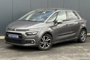 Citroën C4 Spacetourer gris foncé vue 3/4 avant droit avec jantes alliage et feux LED distinctifs.