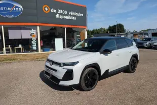Citroën C5 Aircross blanc 3/4 avant droit avec toit noir Perla Nera et jantes alliage noires.
