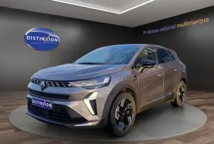 Renault Symbioz E-Tech Full Hybrid gris Casiopee, vue 3/4 avant avec feux LED et jantes alliage 18 pouces.