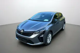 Renault Clio DCI 100 Evolution Camera gris schiste vue 3/4 avant droit avec calandre noire et feux LED fins.