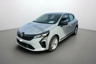 Renault Clio DCI 100 Evolution gris rafale, vue 3/4 avant droit avec feux full LED et calandre noire.