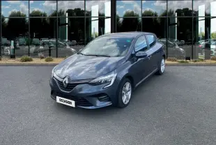Renault Clio Business Blue dCi 100 gris foncé vue 3/4 avant droit avec phares LED et jantes alliage.
