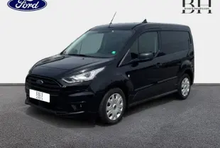 Ford Transit Connect L1 1.5 EcoBlue noir Agate métallisé vu en 3/4 avant droit avec portes latérales et jantes acier.