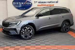 Renault Espace esprit Alpine gris foncé, vue de profil côté gauche, avec jantes distinctives et toit noir.