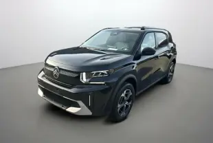 Citroën C3 Aircross Hybrid 145 noir perla nera vue 3/4 avant droit avec jantes alu 17 pouces et toit noir.