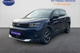 Citroën C5 Aircross bleu Eclipse métal en 3/4 avant droit, avec jantes distinctives et calandre moderne.